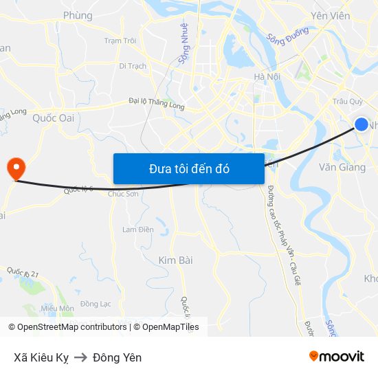 Xã Kiêu Kỵ to Đông Yên map