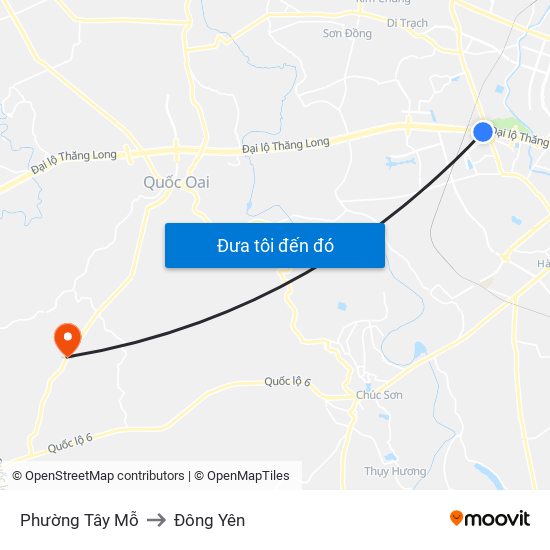 Phường Tây Mỗ to Đông Yên map