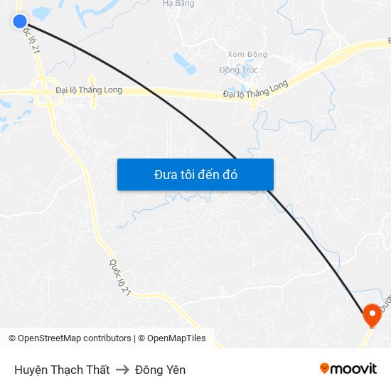 Huyện Thạch Thất to Đông Yên map