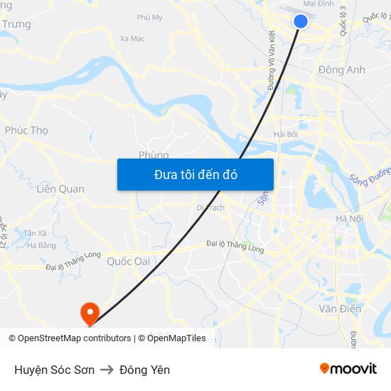 Huyện Sóc Sơn to Đông Yên map