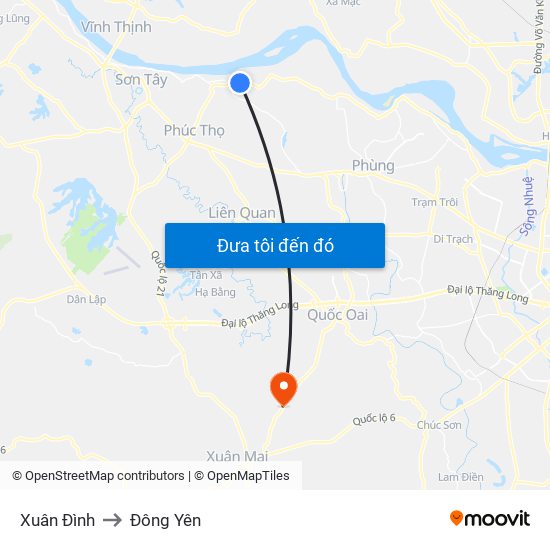 Xuân Đình to Đông Yên map