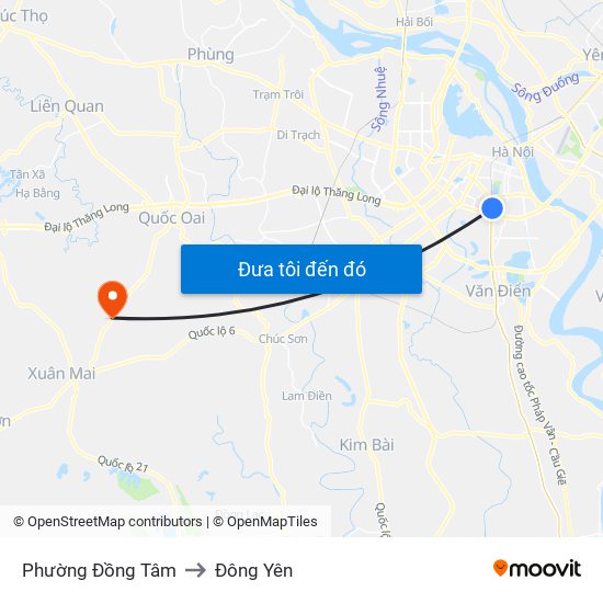 Phường Đồng Tâm to Đông Yên map