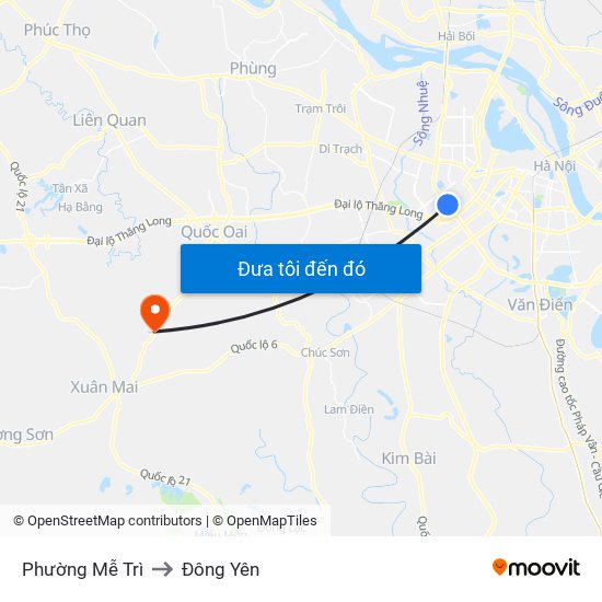 Phường Mễ Trì to Đông Yên map