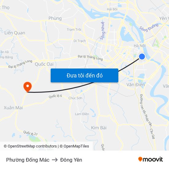 Phường Đống Mác to Đông Yên map