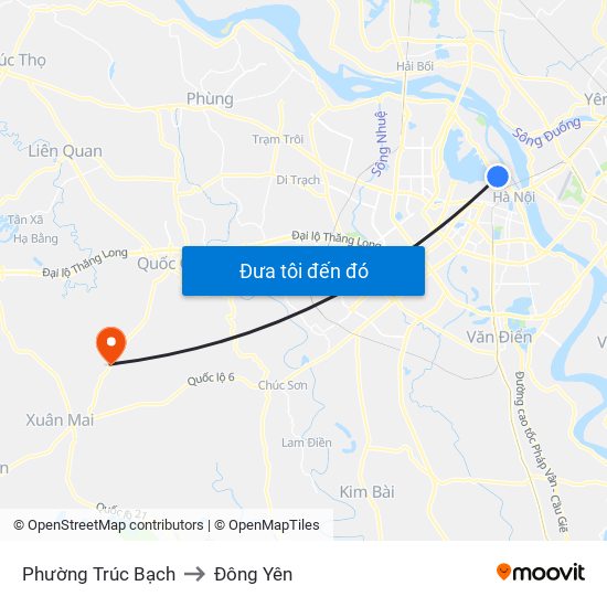 Phường Trúc Bạch to Đông Yên map