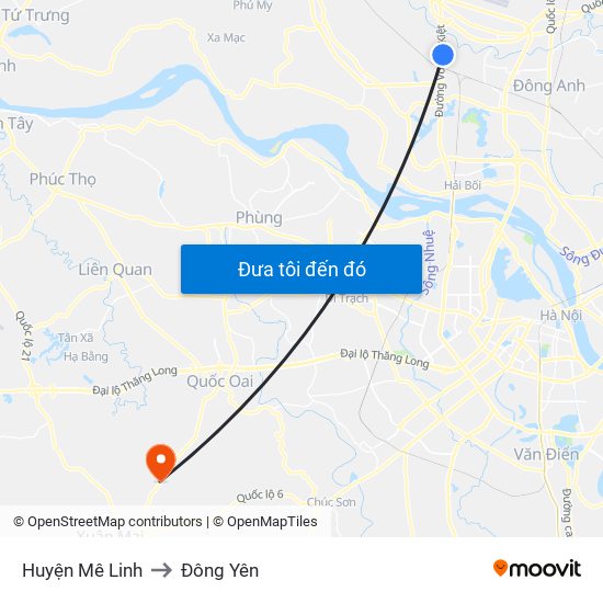 Huyện Mê Linh to Đông Yên map