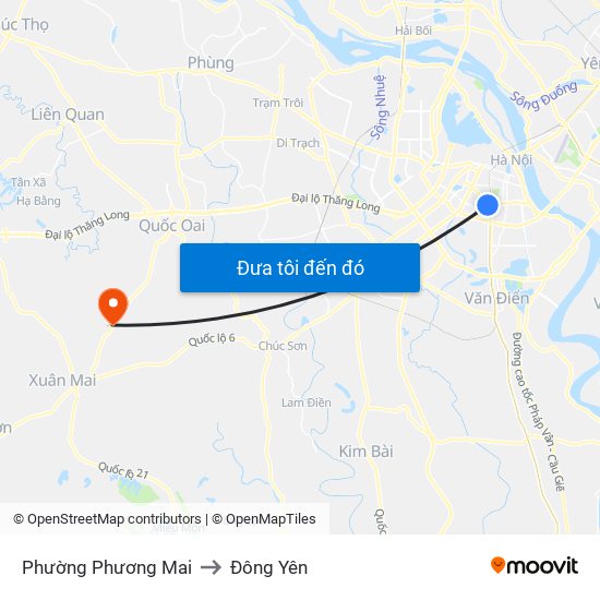 Phường Phương Mai to Đông Yên map