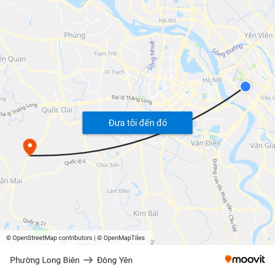 Phường Long Biên to Đông Yên map