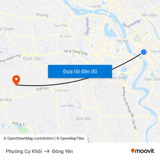 Phường Cự Khối to Đông Yên map