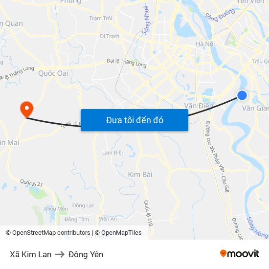 Xã Kim Lan to Đông Yên map