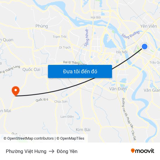 Phường Việt Hưng to Đông Yên map