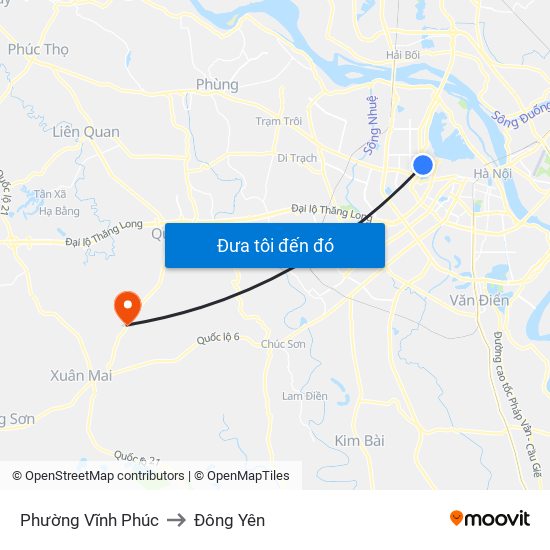 Phường Vĩnh Phúc to Đông Yên map