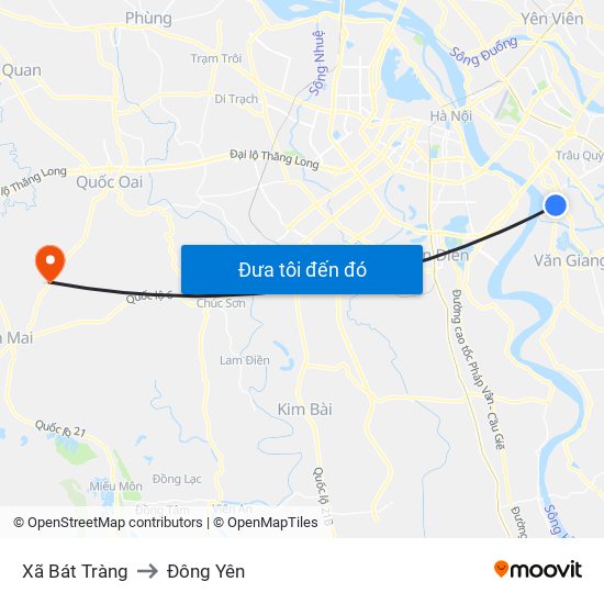 Xã Bát Tràng to Đông Yên map