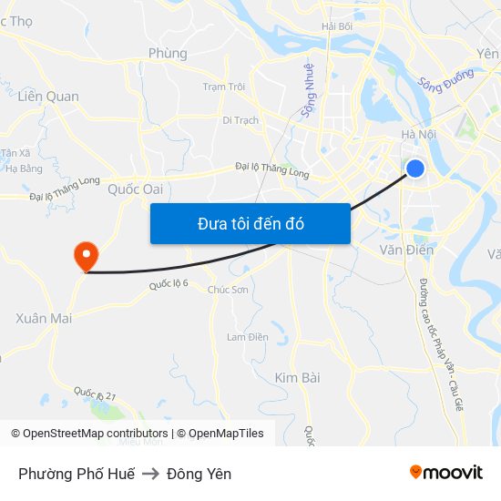 Phường Phố Huế to Đông Yên map