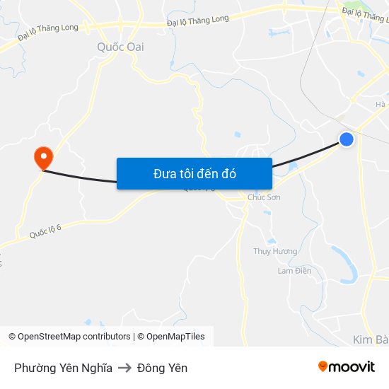 Phường Yên Nghĩa to Đông Yên map