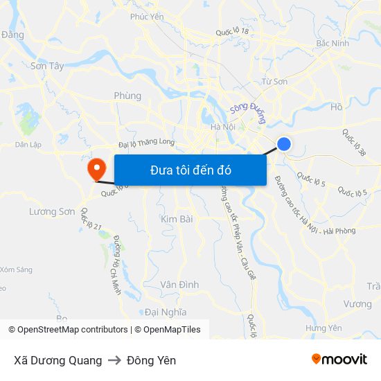 Xã Dương Quang to Đông Yên map