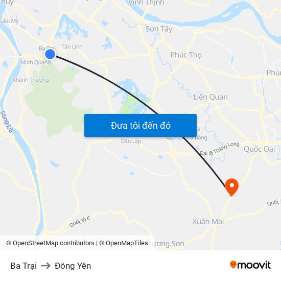 Ba Trại to Đông Yên map