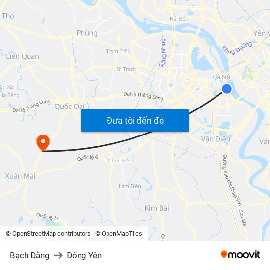 Bạch Đằng to Đông Yên map