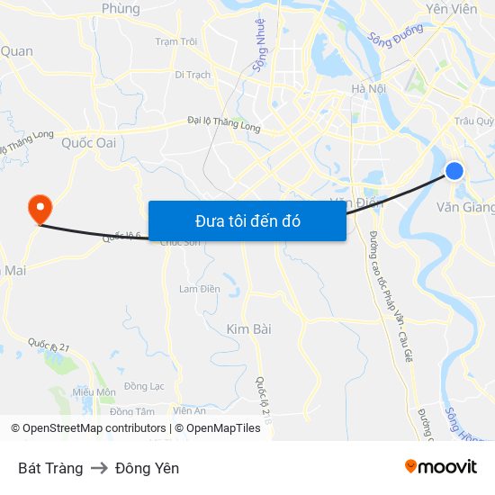 Bát Tràng to Đông Yên map