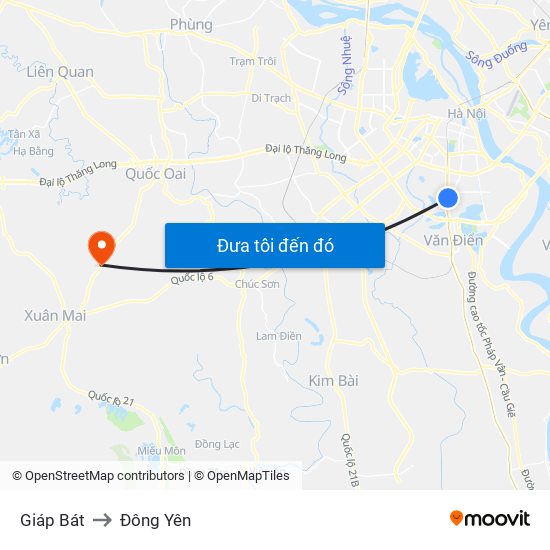 Giáp Bát to Đông Yên map