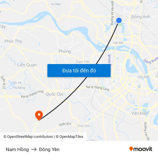 Nam Hồng to Đông Yên map
