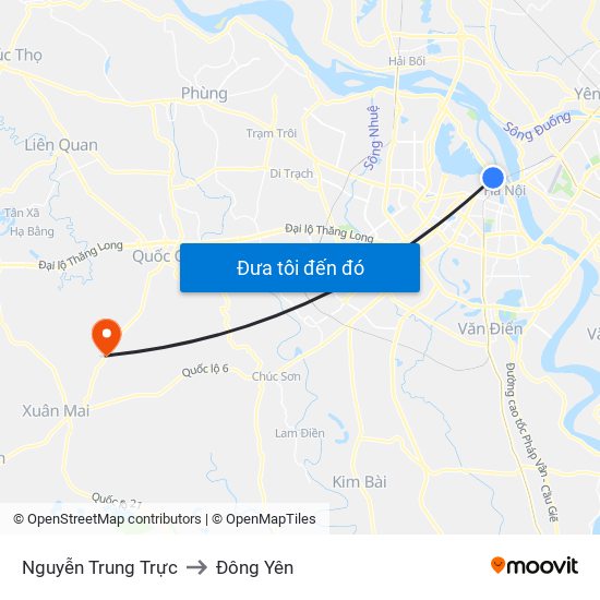 Nguyễn Trung Trực to Đông Yên map