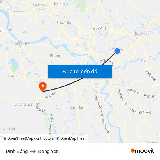 Đình Bảng to Đông Yên map