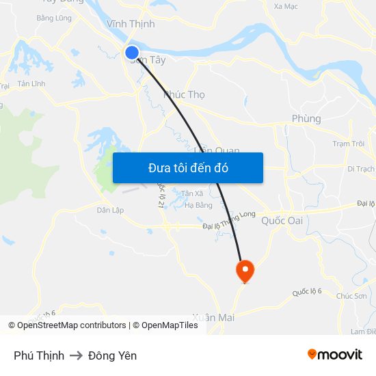 Phú Thịnh to Đông Yên map