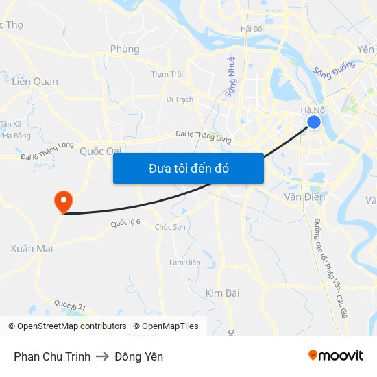 Phan Chu Trinh to Đông Yên map