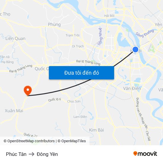 Phúc Tân to Đông Yên map