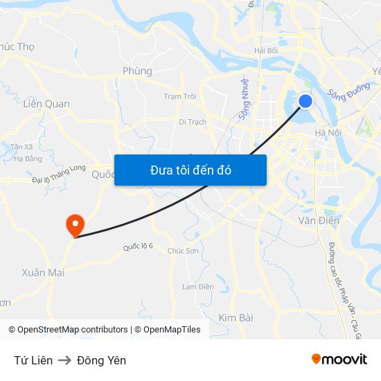 Tứ Liên to Đông Yên map