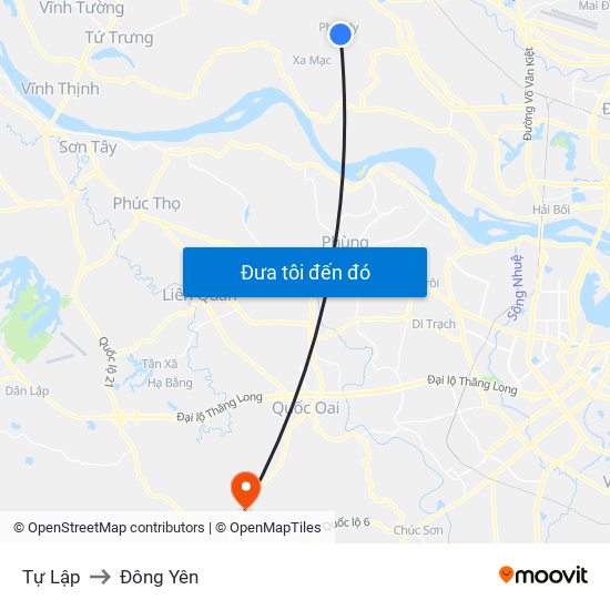 Tự Lập to Đông Yên map