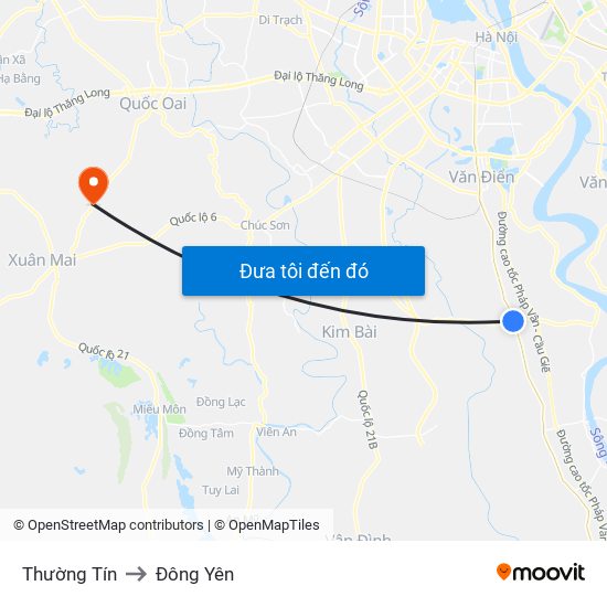 Thường Tín to Đông Yên map