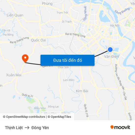 Thịnh Liệt to Đông Yên map