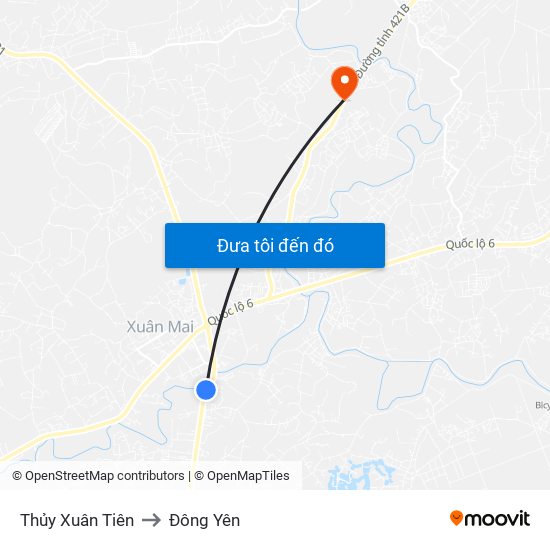 Thủy Xuân Tiên to Đông Yên map