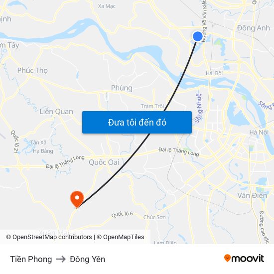 Tiền Phong to Đông Yên map