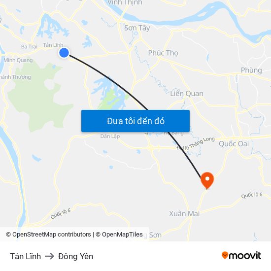 Tản Lĩnh to Đông Yên map