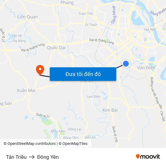 Tân Triều to Đông Yên map