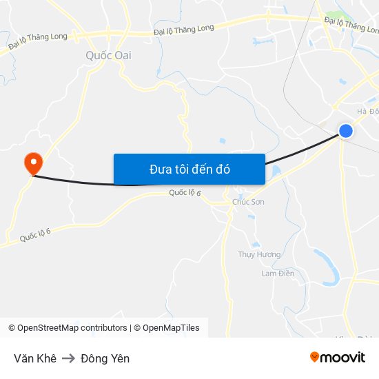 Văn Khê to Đông Yên map