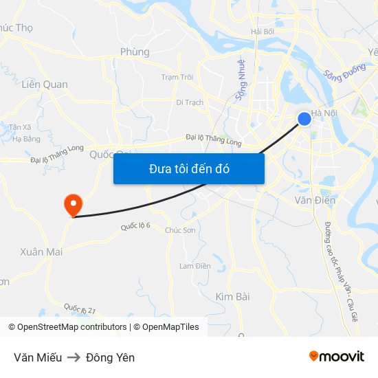 Văn Miếu to Đông Yên map