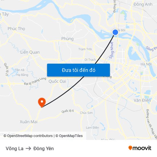 Võng La to Đông Yên map