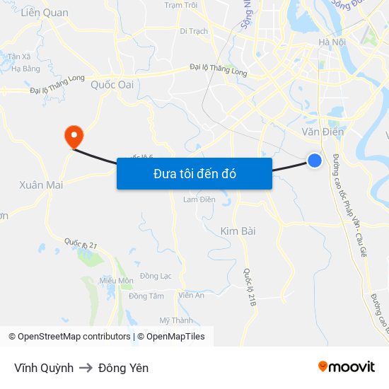 Vĩnh Quỳnh to Đông Yên map