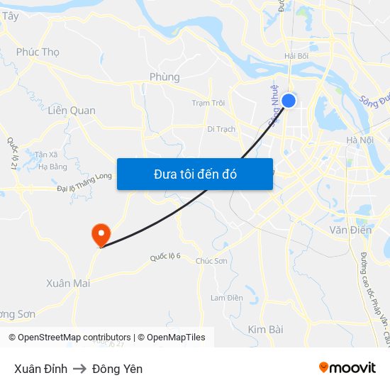 Xuân Đỉnh to Đông Yên map