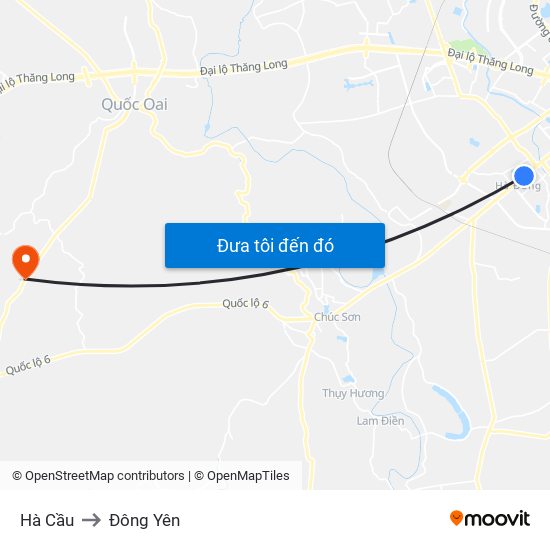 Hà Cầu to Đông Yên map