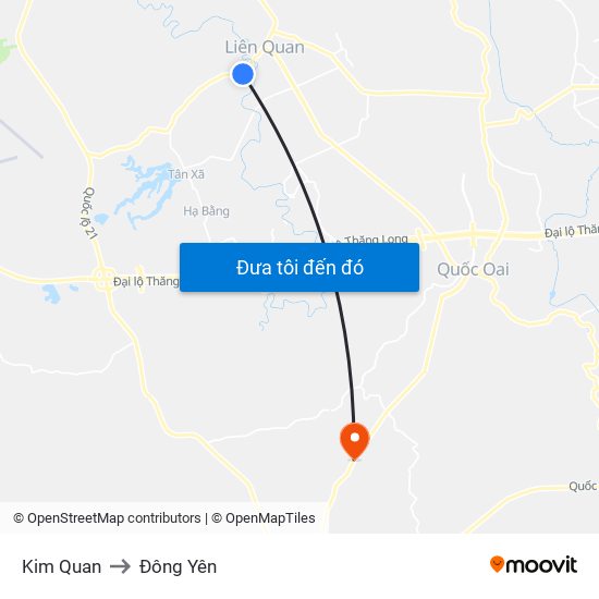 Kim Quan to Đông Yên map