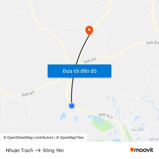 Nhuận Trạch to Đông Yên map