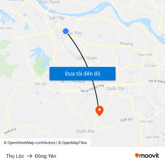 Thọ Lộc to Đông Yên map