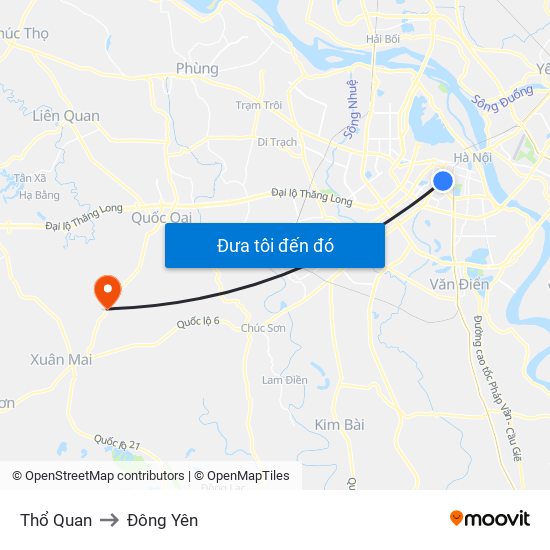 Thổ Quan to Đông Yên map