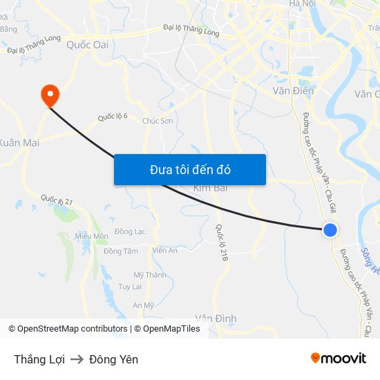 Thắng Lợi to Đông Yên map