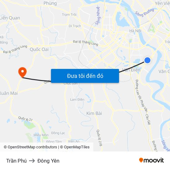Trần Phú to Đông Yên map